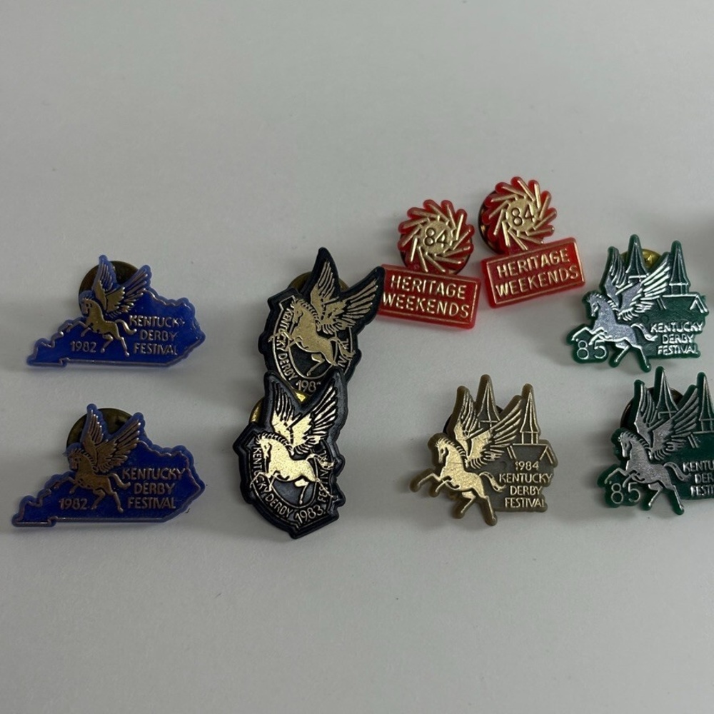 Lot of (16) 1980's Kentucky Derby Festival Pins Pegasus 1982 - 1989 & Heritage W - Picture 2 of 4